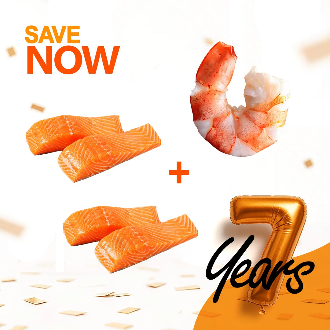 Salmon Fillet Portion (2 Packs) + Jumbo Shrimp (1000g)