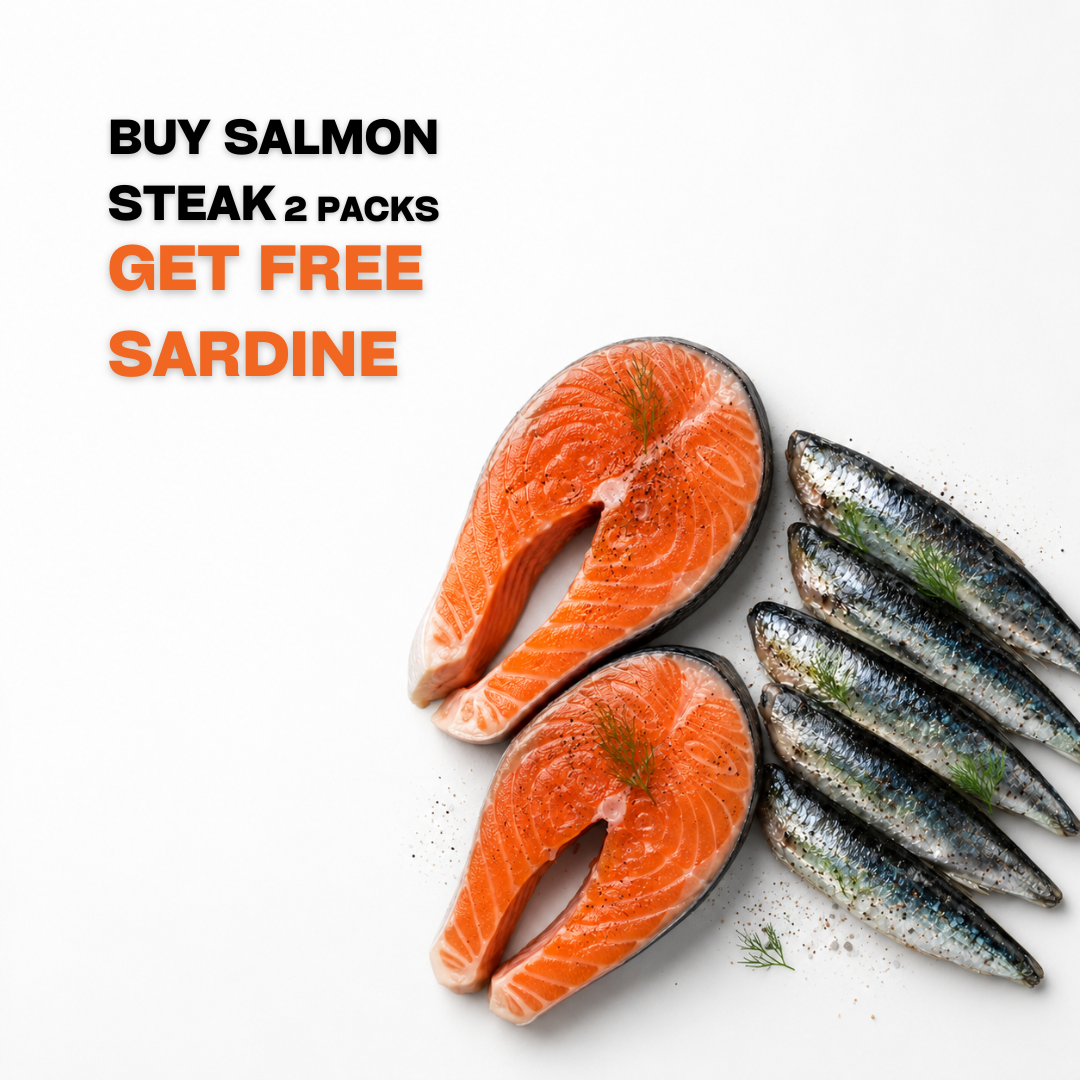 Buy 2 x Salmon Steak 230 - 260g — Get FREE Cava Sardines