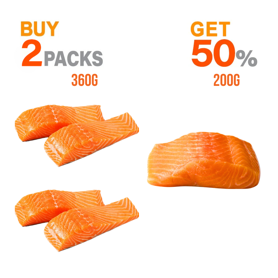 Buy 2 Packs Salmon Portion (360g Each) & Get 50% OFF 1 Pack (200g)