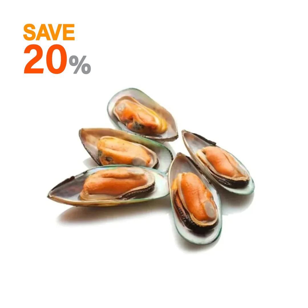 Jumbo Half Shell Mussels (1Kg)