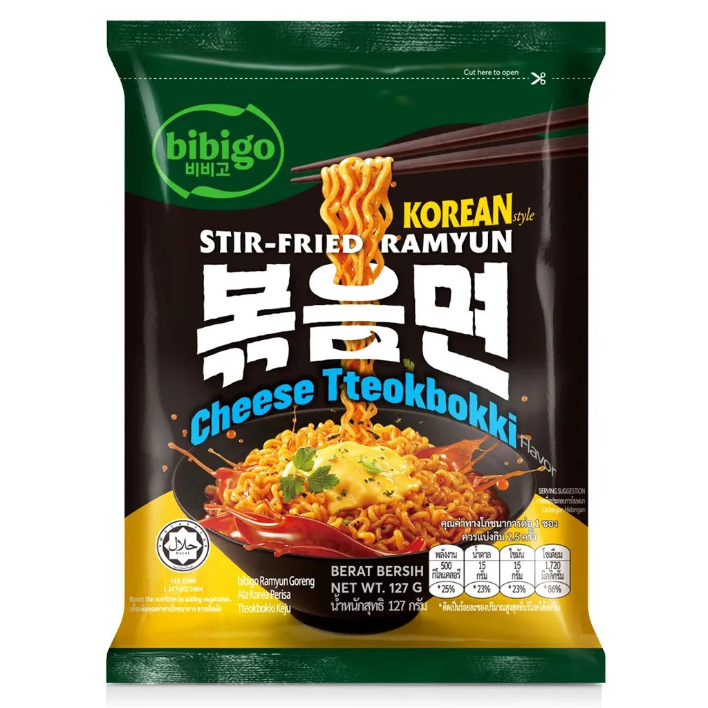 Bibigo Korean Stir Fried Ramyun Cheese Tteokbokki Flavor - 127 gm