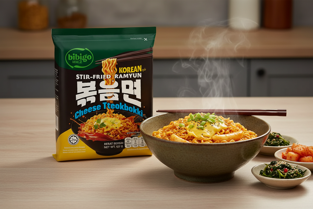 Bibigo Korean Stir Fried Ramyun Cheese Tteokbokki Flavor