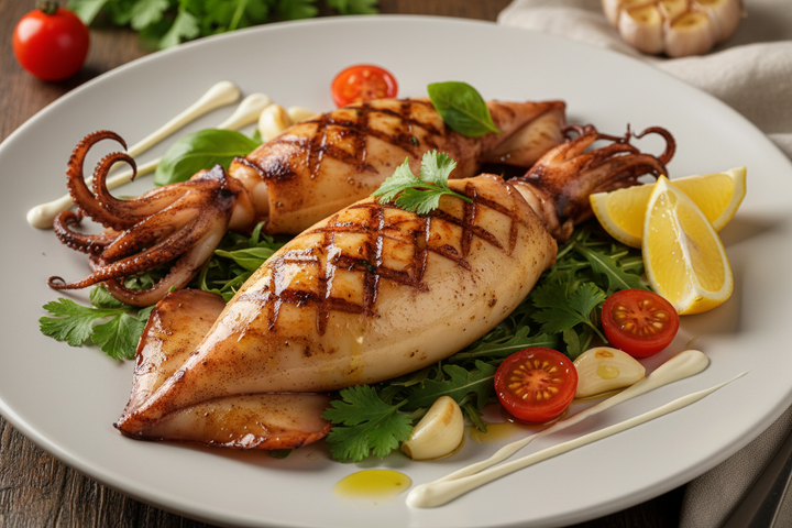 Cooked Shocked Whole Squid