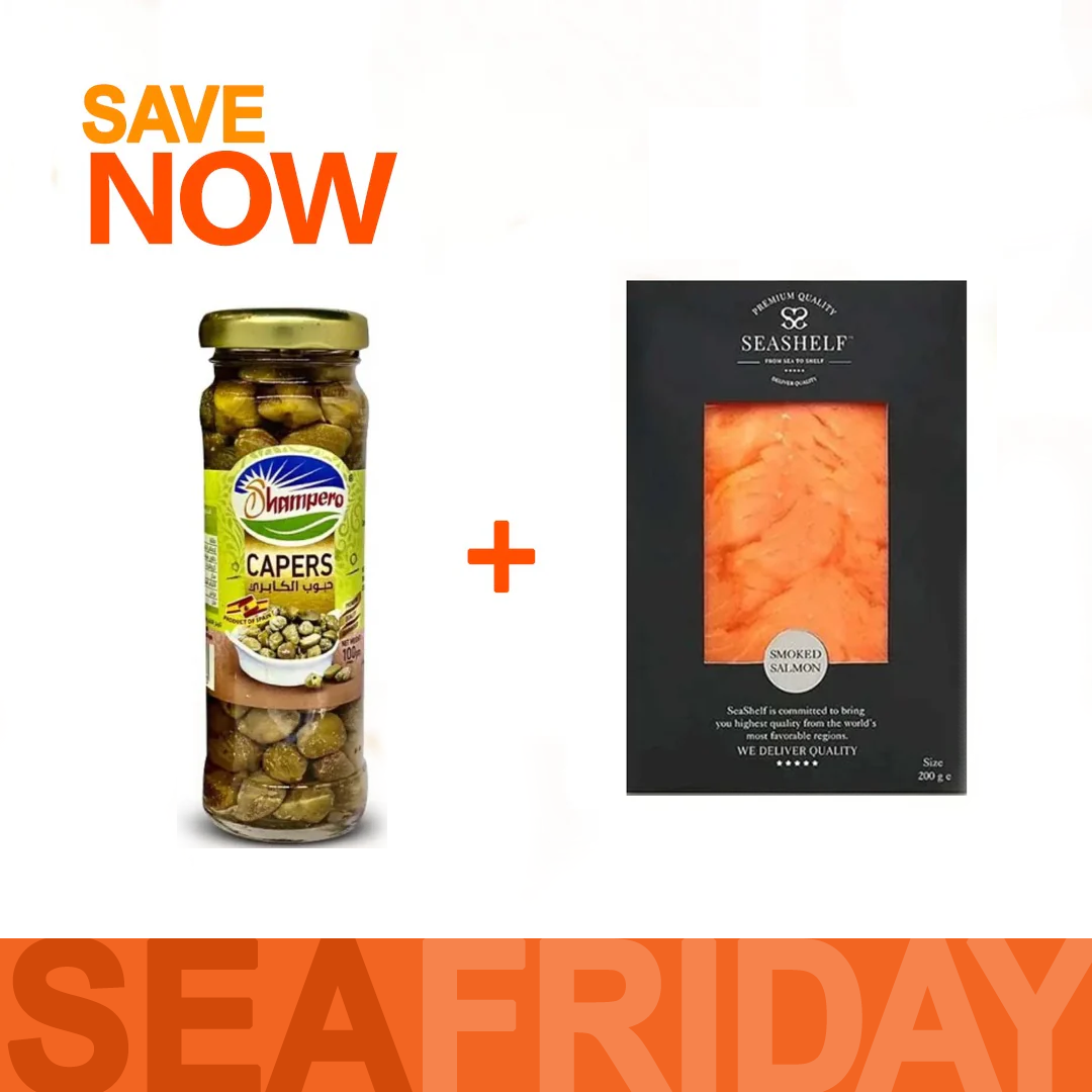 Norwegian Smoked Salmon (200g) + Shampero Capers - 100 gm
