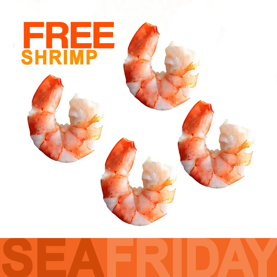 3 عبوات من الجمبري المقشر الكبير جدا (1 ك لكل عبوة) + عبوة مجانية (400 جرام)