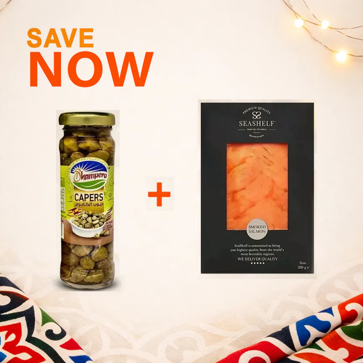 Norwegian Smoked Salmon (200g) + Shampero Capers - 100 gm