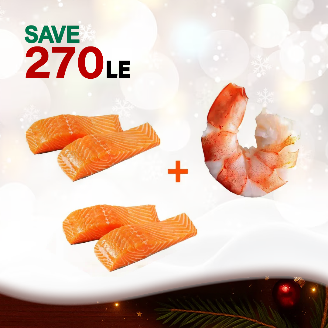 Salmon Fillet Portion (2 Packs) + Super Jumbo Shrimp (1000g)