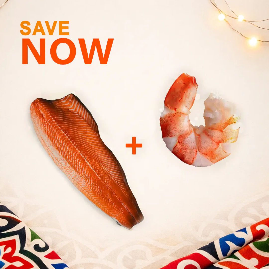 Salmon Fillet Whole Side (1300-1400g) + Super Jumbo Shrimp (400g)