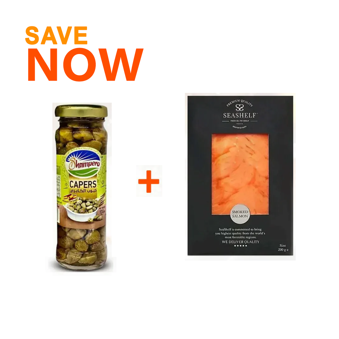 سالمون نرويجي مدخن (200 جم) + كابر شامبيرو (100 جم)