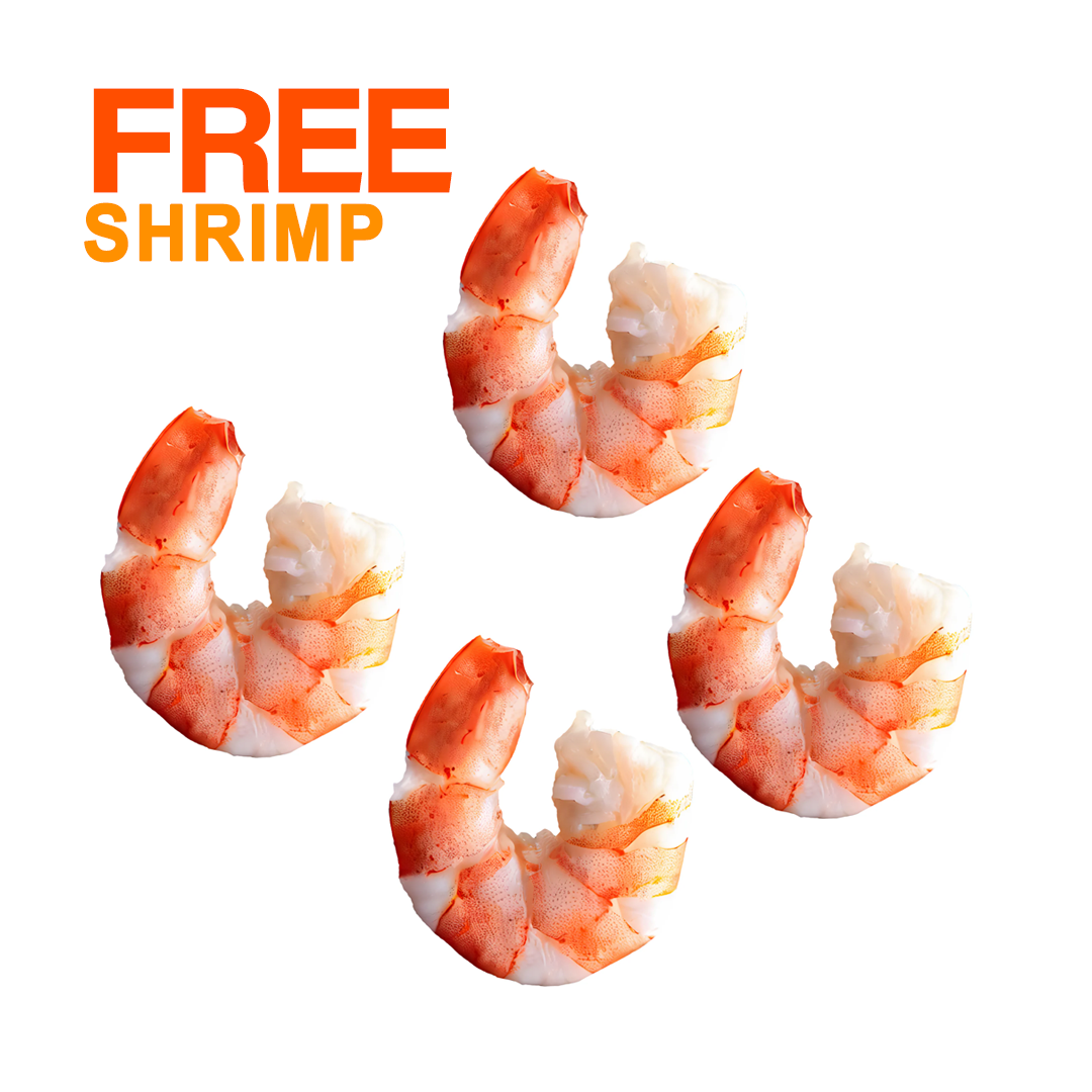 3 عبوات من الجمبري المقشر الكبير جدا (1 ك لكل عبوة) + عبوة مجانية (400 جرام)