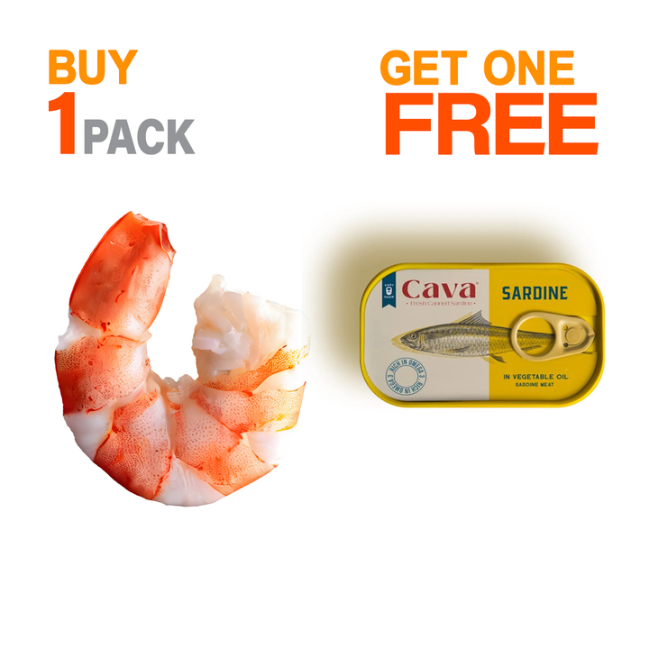 Buy Emirati Medium Peeled Shrimp 1000 gm — Get FREE Cava Sardines