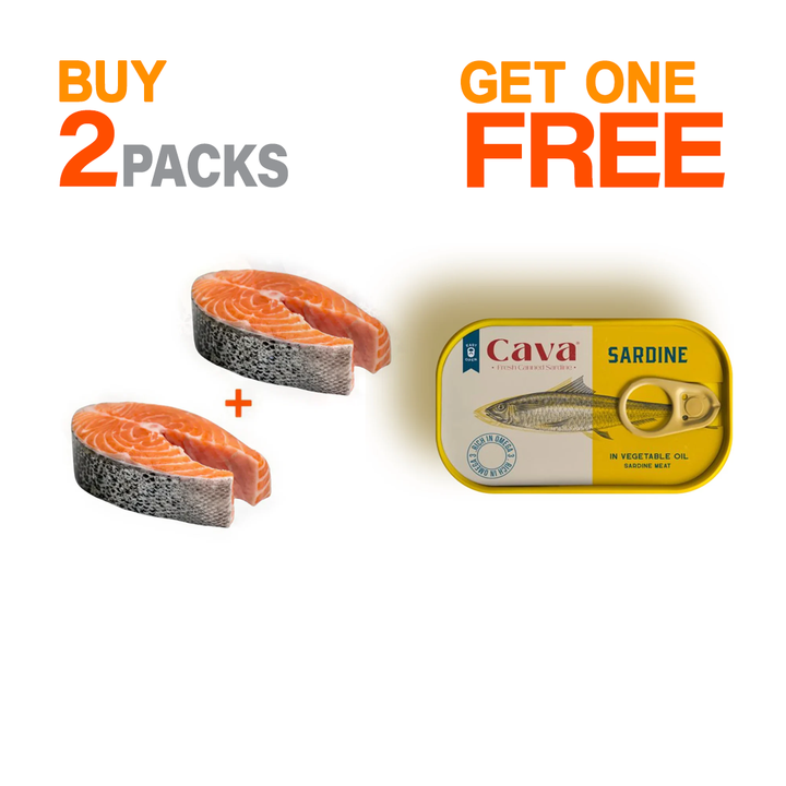 Buy 2 x Salmon Steak 230 - 260g — Get FREE Cava Sardines