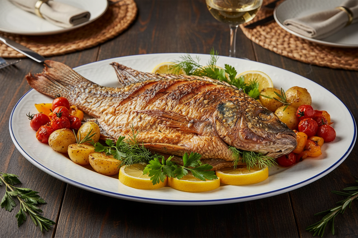 Whole Cooked Shocked Wild Tilapia